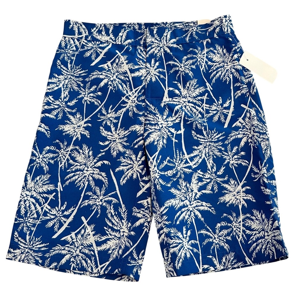 Brooks Brothers Boys Blue White Palm Tree Swim Trunks Board Shorts Size 8 NEW